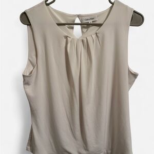 Calvin Klein Women's White Sleeveless Blouse